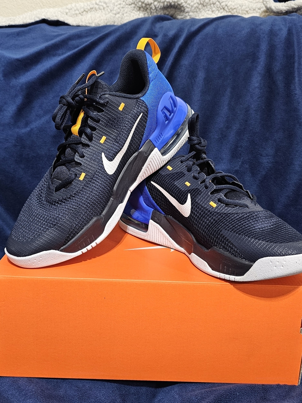 Nike Men’s Navy Blue & Blue Athletic Sneakers with White Swoosh